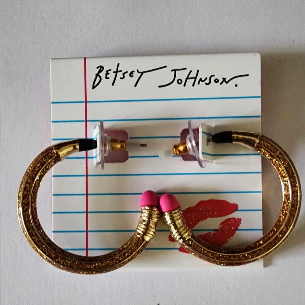 Betsey Johnson Glittering Gold and Pink Earrings